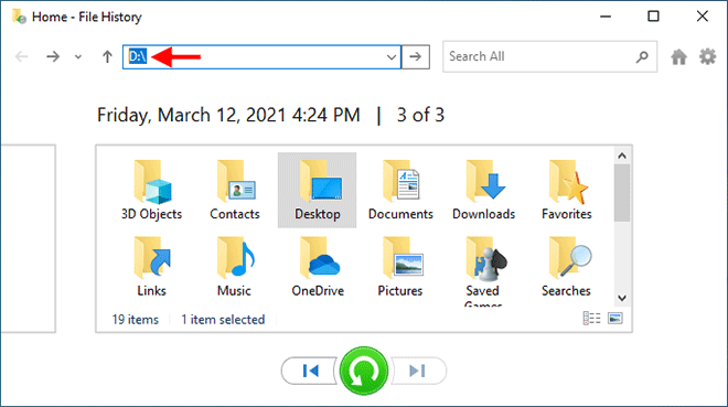 Restore Files Using File History 